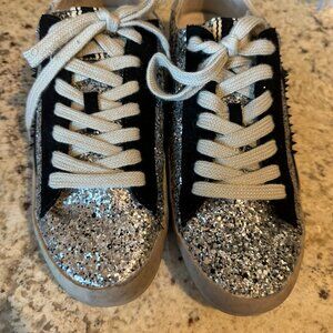 Shu Shop Sabrina Glitter Shoes - Women's 8.5 - Black & Silver Spiked Sneakers
